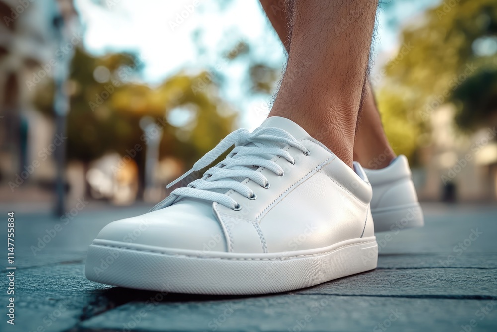 White leather summer shoes for men. Casual comfortable sneakers. White leather summer shoes for men. Casual comfortable sneakers.