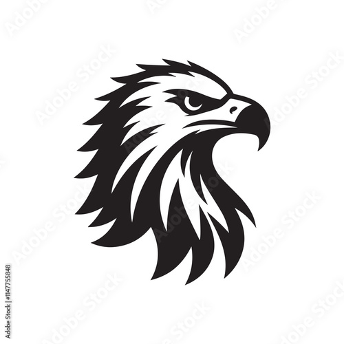 Eagle head silhouette vector illustration, head stylized logo