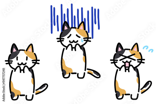 手書きの猫の全身イラストセット