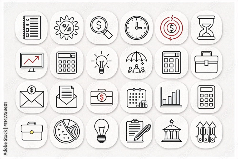 Minimalist Business and Productivity Icon Set Minimalist Business and Productivity Icon Set