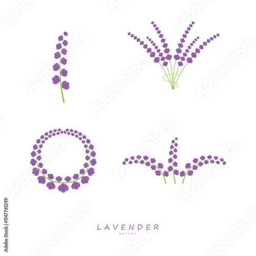 purple lavender flower logo, for flower gardens, parks, business, cosmetics, fashion, vector