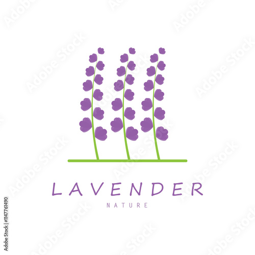 purple lavender flower logo, for flower gardens, parks, business, cosmetics, fashion, vector