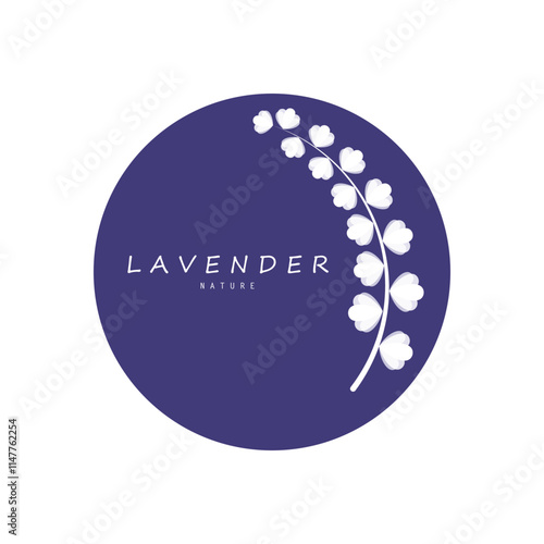 purple lavender flower logo, for flower gardens, parks, business, cosmetics, fashion, vector