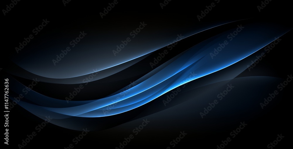 Obraz premium Abstract Dark Blue and Black Swirling Waves Background