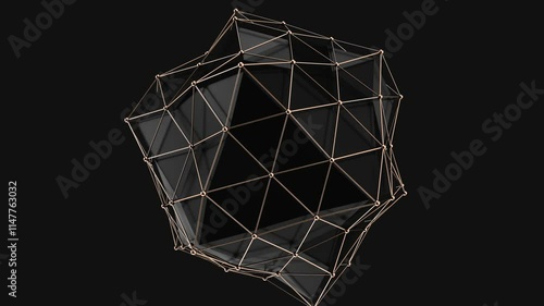 Technological Animated background of spheres with lines and dots around them