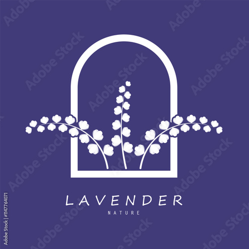 purple lavender flower logo, for flower gardens, parks, business, cosmetics, fashion, vector