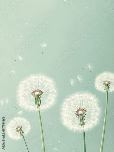 Dandelions blowing in the wind