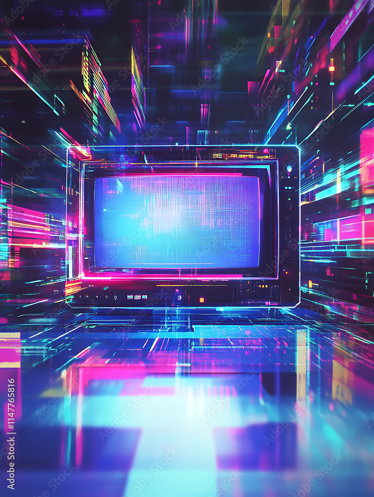 Futuristic TV background with neon colors Futuristic TV background with neon colors