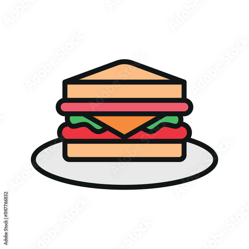 Sandwich icon featuring a delicious, layered design with fresh ingredients, perfect for deli menus or snack promotions