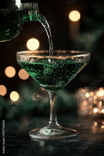 Pouring absinthe elegance dimly lit setting drink photography luxurious atmosphere close-up view art of mixology photo