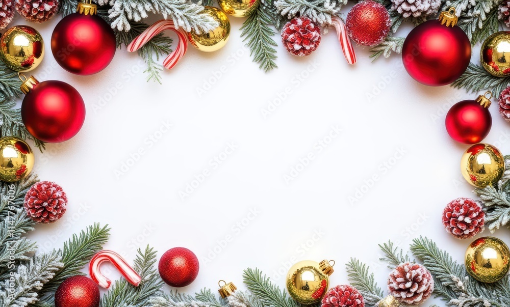 Festive holiday decorations with ornaments Festive holiday decorations with ornaments