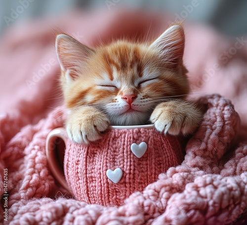 Cozy Kitten in Knit Mug 