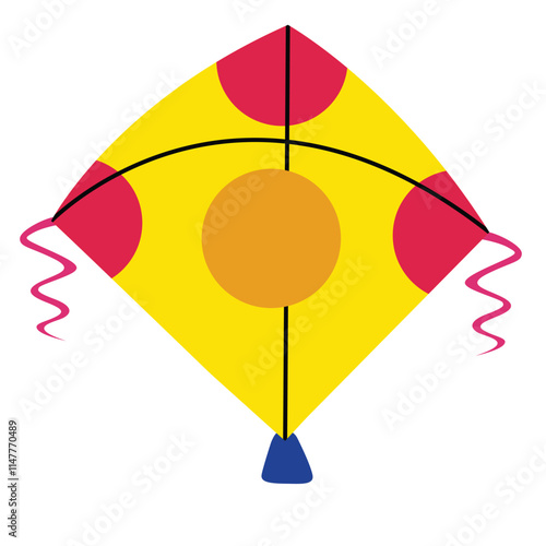 Cute cartoon hand drawn vector kite clipart.