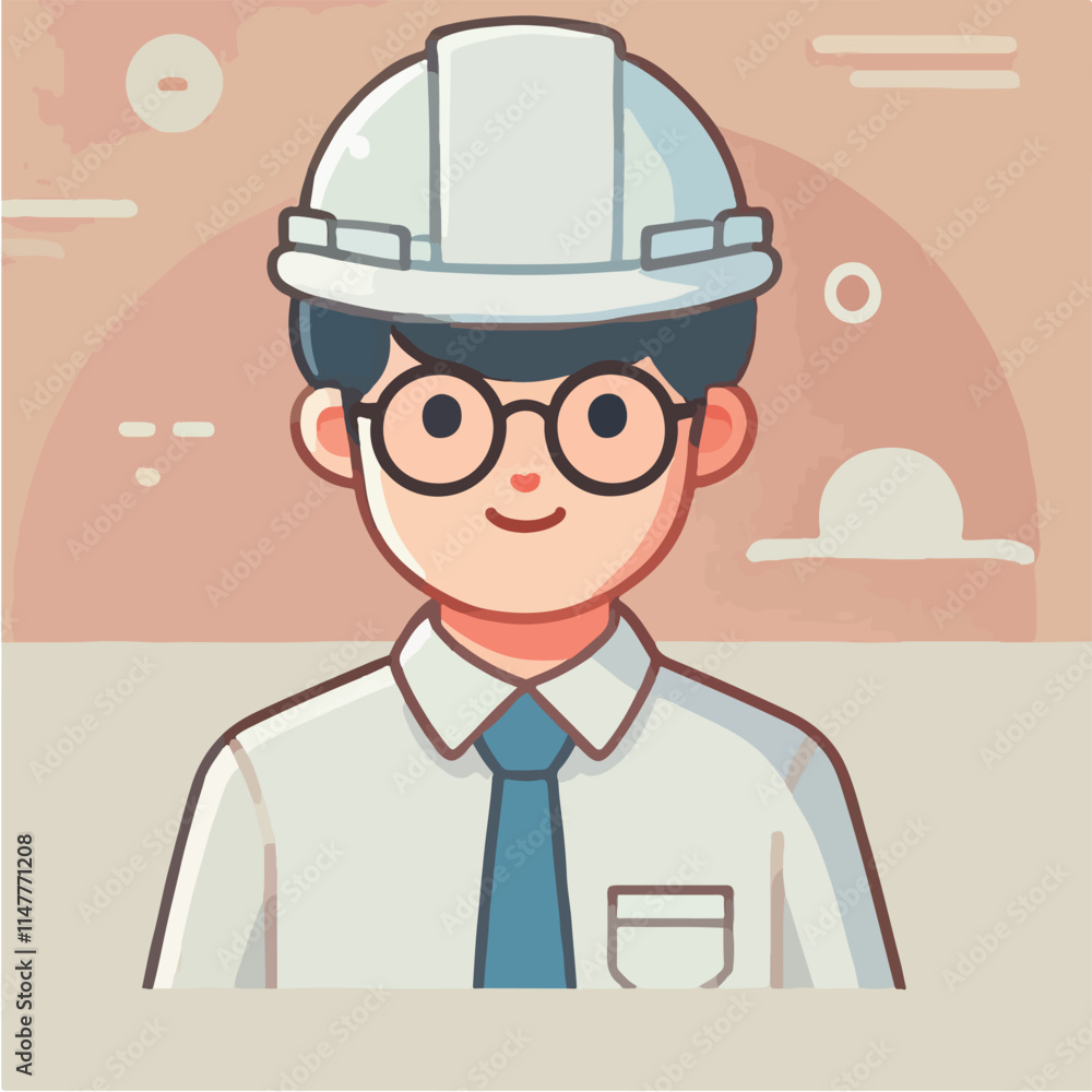 vector of architect character with his work helmet vector of architect character with his work helmet