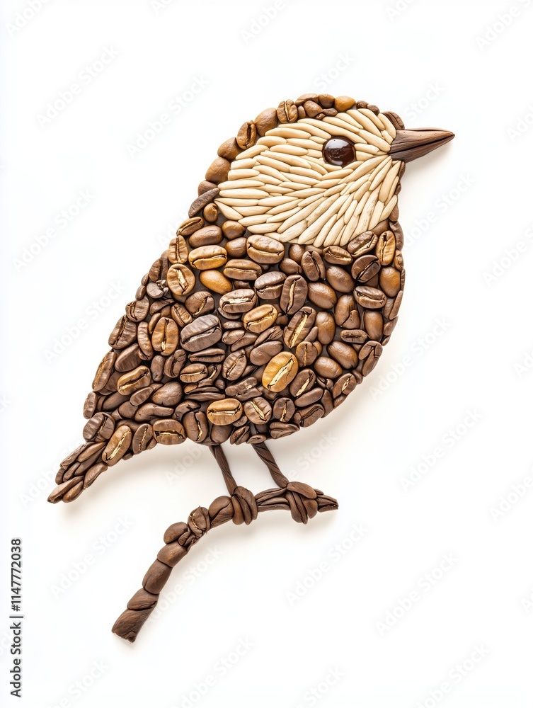Obraz premium Coffee Bean Bird Sculpture: Nature-Inspired Creative Art