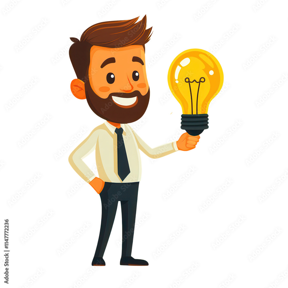 Innovative businessman holding light bulb idea creative office digital illustration bright environment front view inspiration concept Innovative businessman holding light bulb idea creative office digital illustration bright environment front view inspiration concept