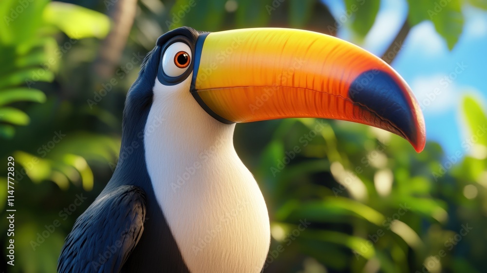 cartoon of a toucan with vibrant beak and feathers cartoon of a toucan with vibrant beak and feathers