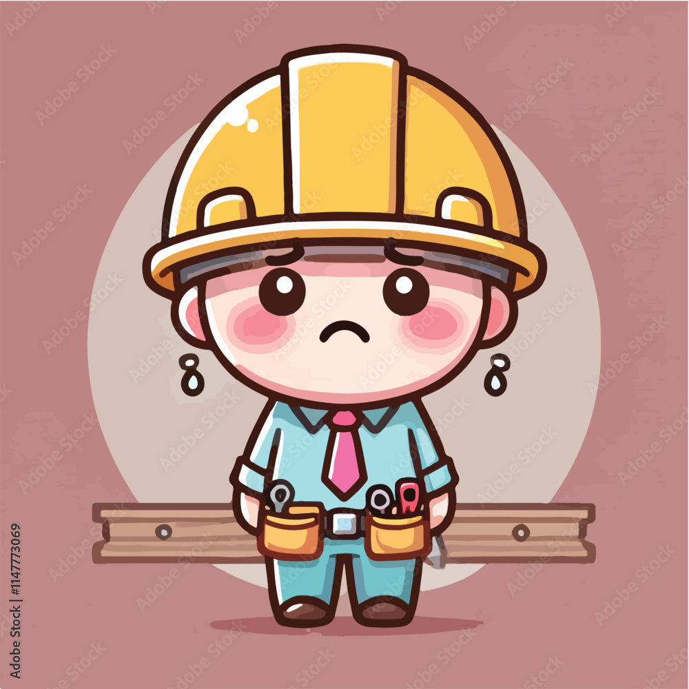 vector of architect character with his work helmet vector of architect character with his work helmet