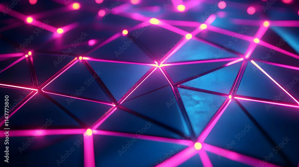Abstract 3D Background with Neon Triangles Abstract 3D Background with Neon Triangles
