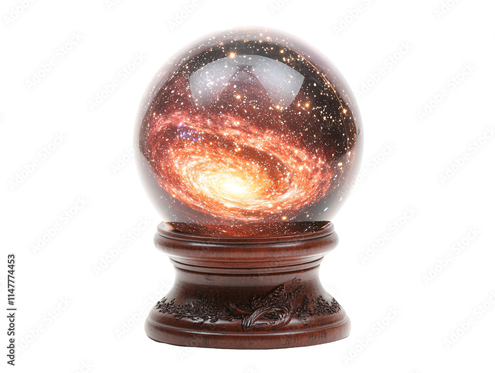 Isolated Galaxy Sphere on Wooden Stand Isolated Galaxy Sphere on Wooden Stand