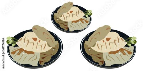 Japanese food vector design gyoza which is similar to Chinese dumpling food eps 6