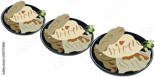 Japanese food vector design gyoza which is similar to Chinese dumpling food eps 5