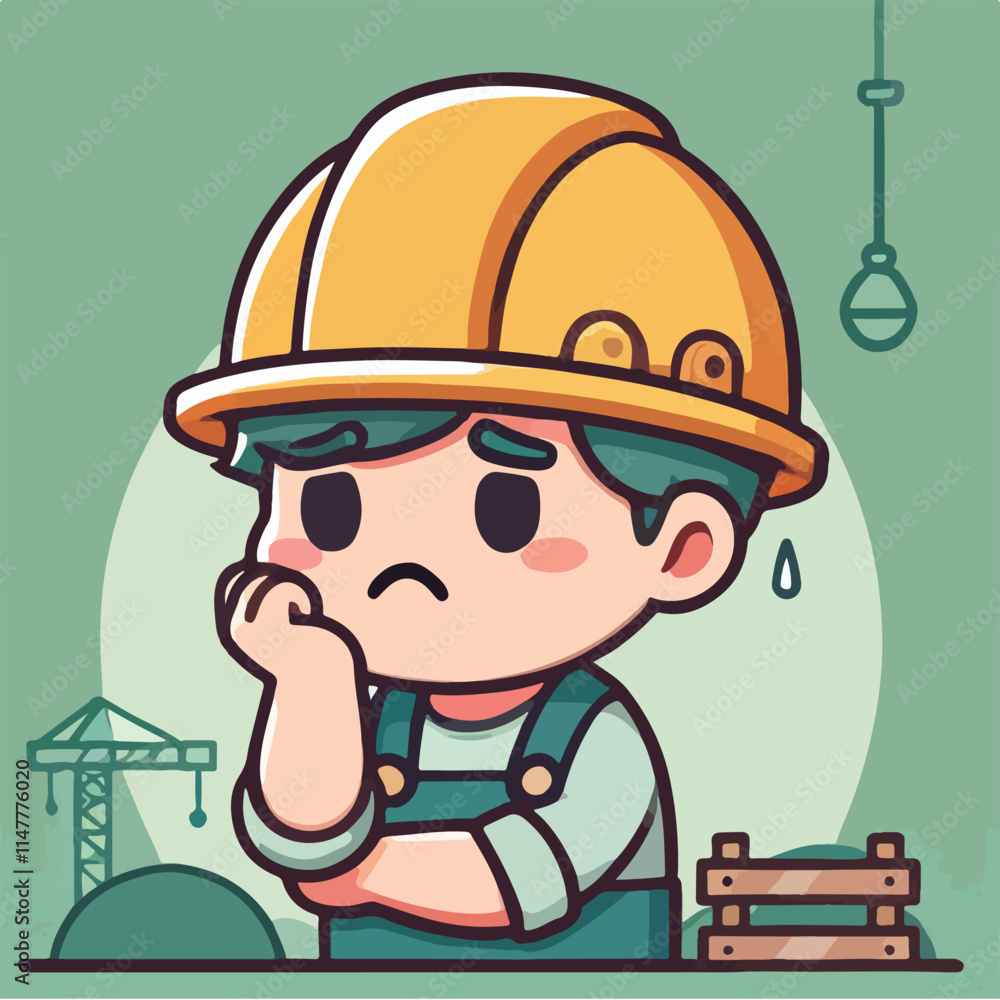 Fototapeta premium vector of architect character with his work helmet