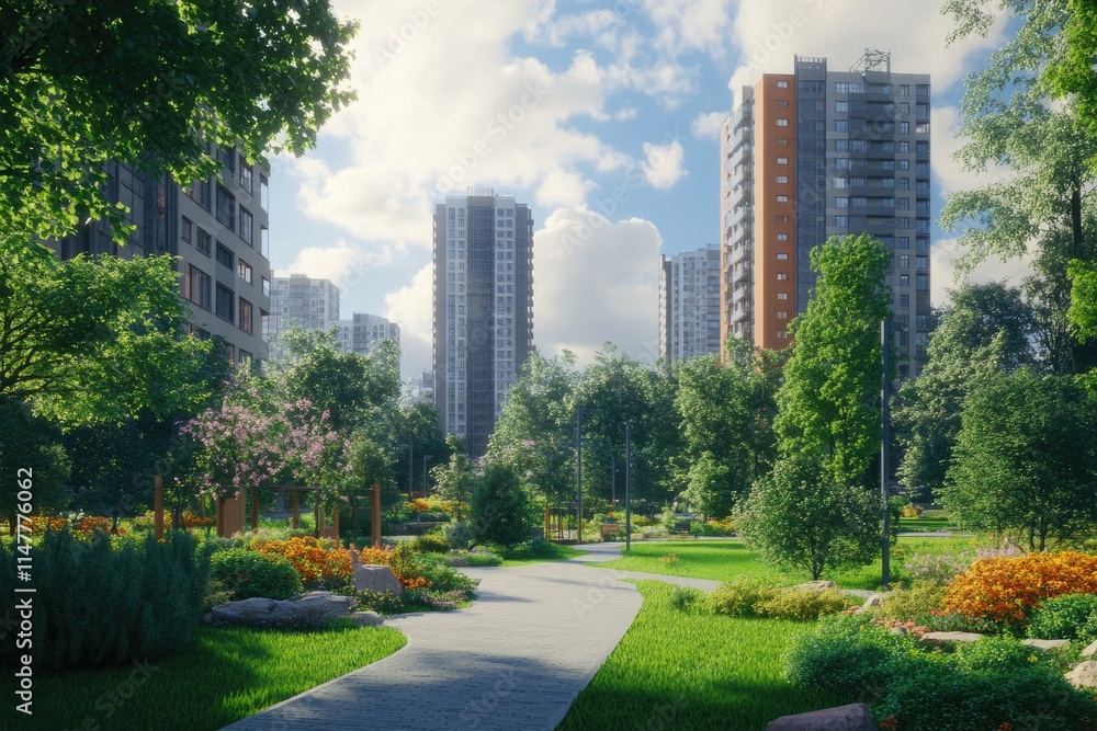 Block of flats in beautiful green public park Block of flats in beautiful green public park