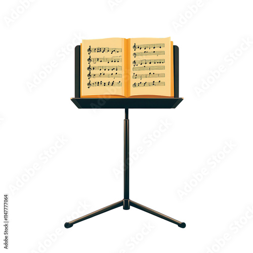 Flat design music stand white background graphic illustration minimalist style modern viewpoint creative concept