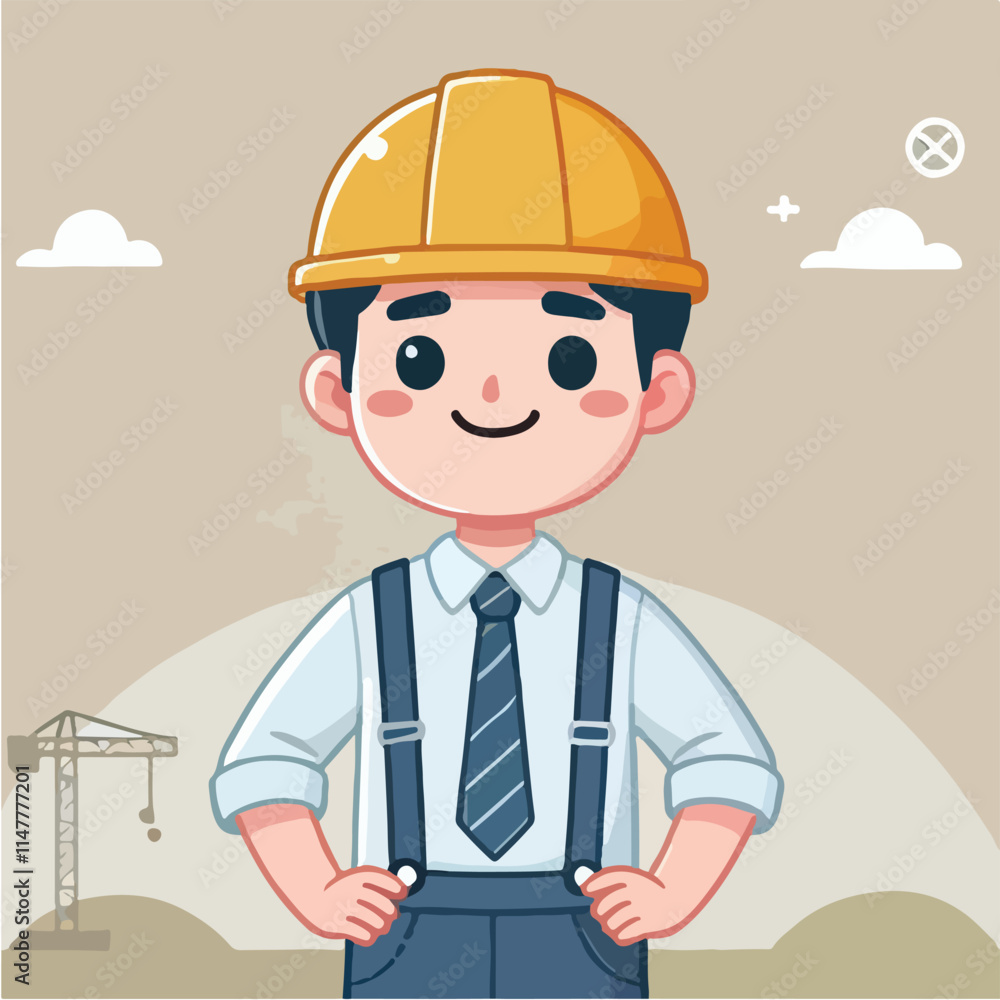 vector of architect character with his work helmet vector of architect character with his work helmet