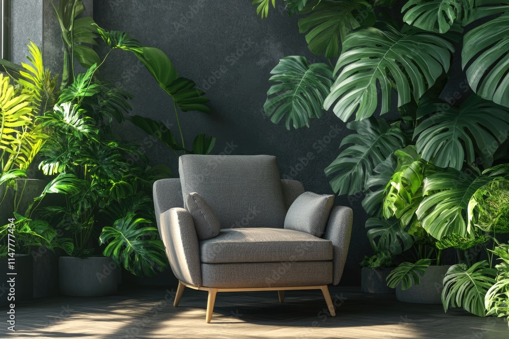 Urban jungle apartment with biophilia design and cozy tropical garden. Urban jungle apartment with biophilia design and cozy tropical garden.