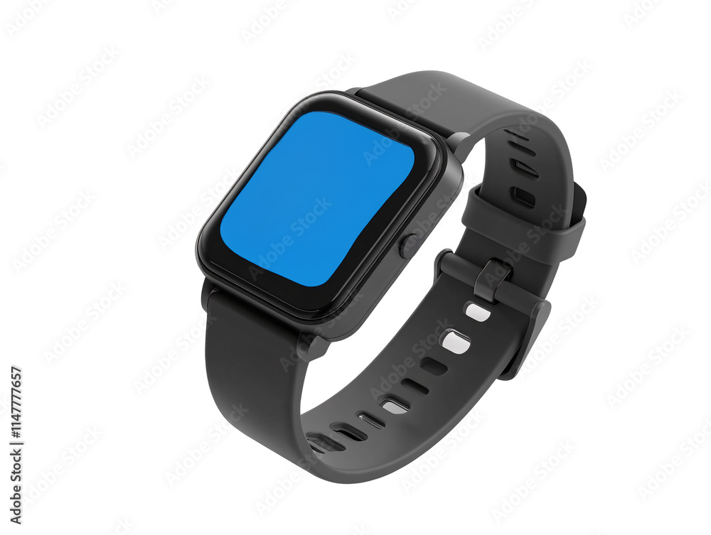 Isolated Smartwatch with Blue Screen Isolated Smartwatch with Blue Screen