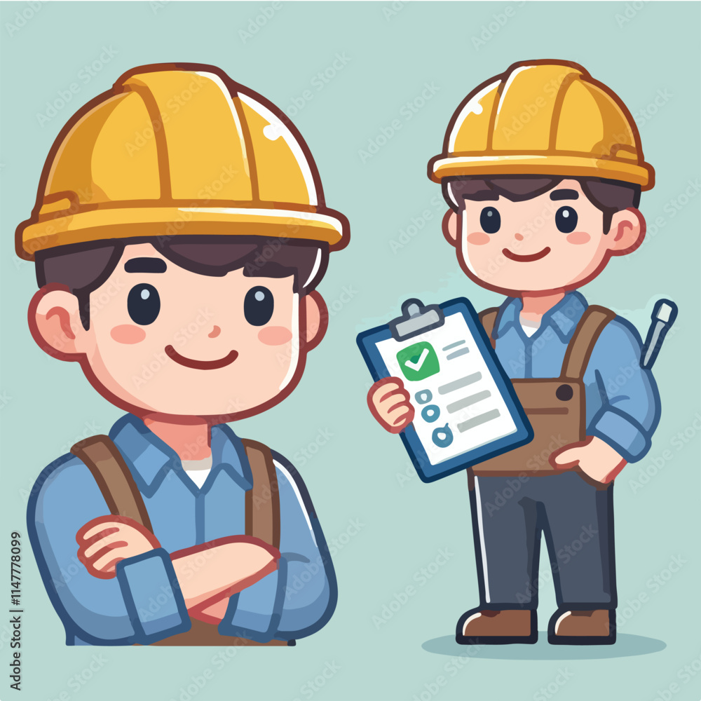 vector of architect character with his work helmet vector of architect character with his work helmet