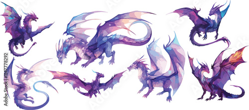 alexandrite dragon watercolor clipart