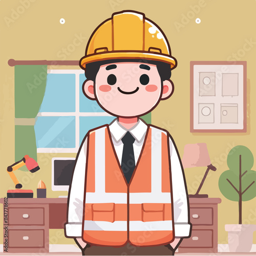 vector of architect character with his work helmet