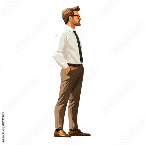 Confident businessman standing in office setting flat illustration for professional and corporate environments business theme photo