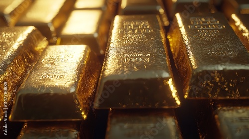 Set of Gold Bars Stacked as Gold Bullion in 16k Resolution