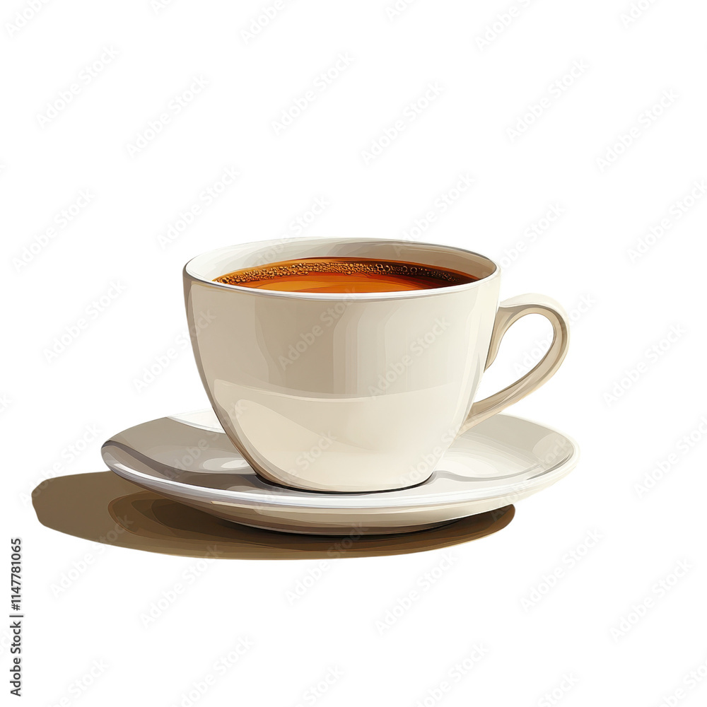 Fototapeta premium Enjoying a flat illustration of a coffee cup on a clean table cozy environment graphic design perspective minimalist aesthetic