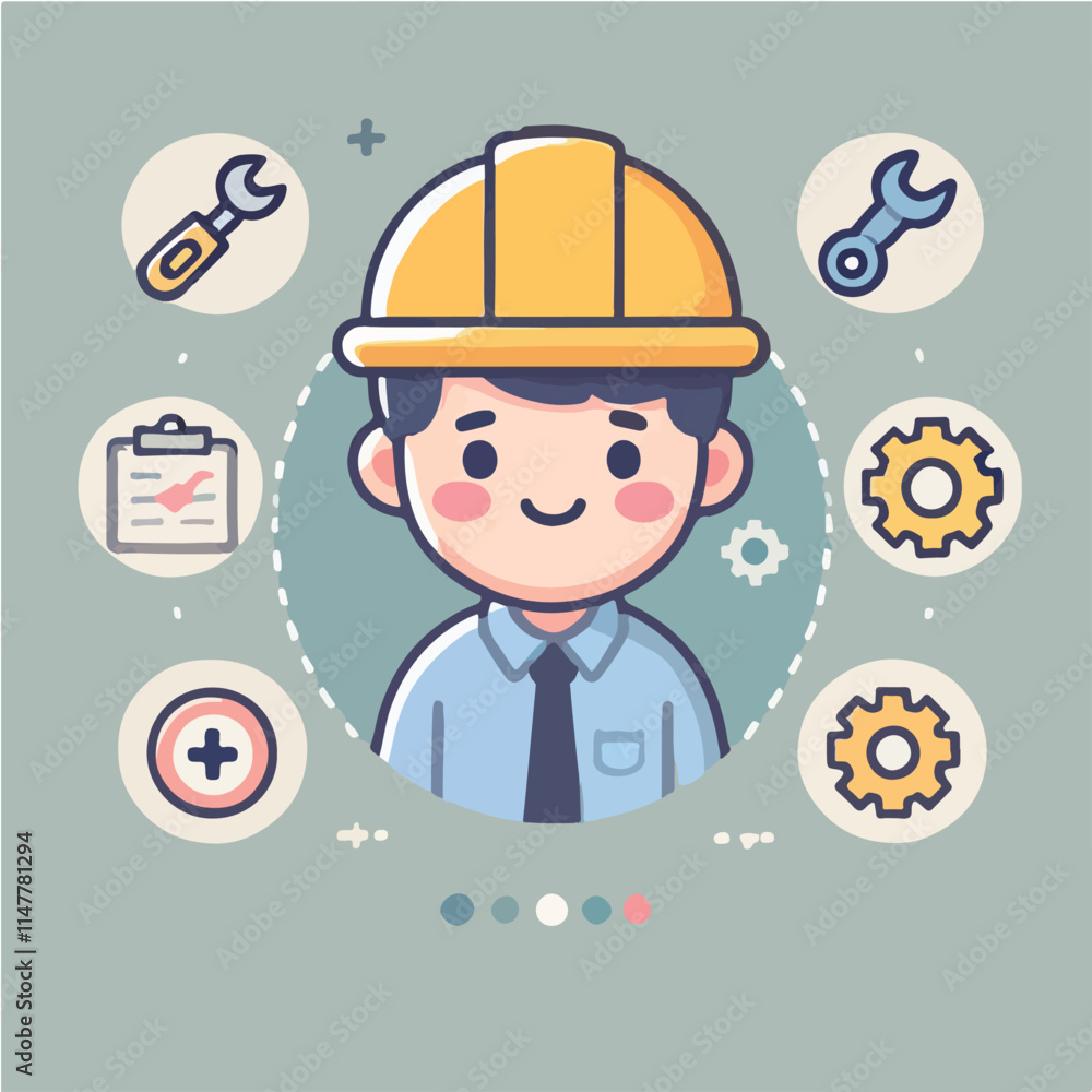 vector of architect character with his work helmet vector of architect character with his work helmet