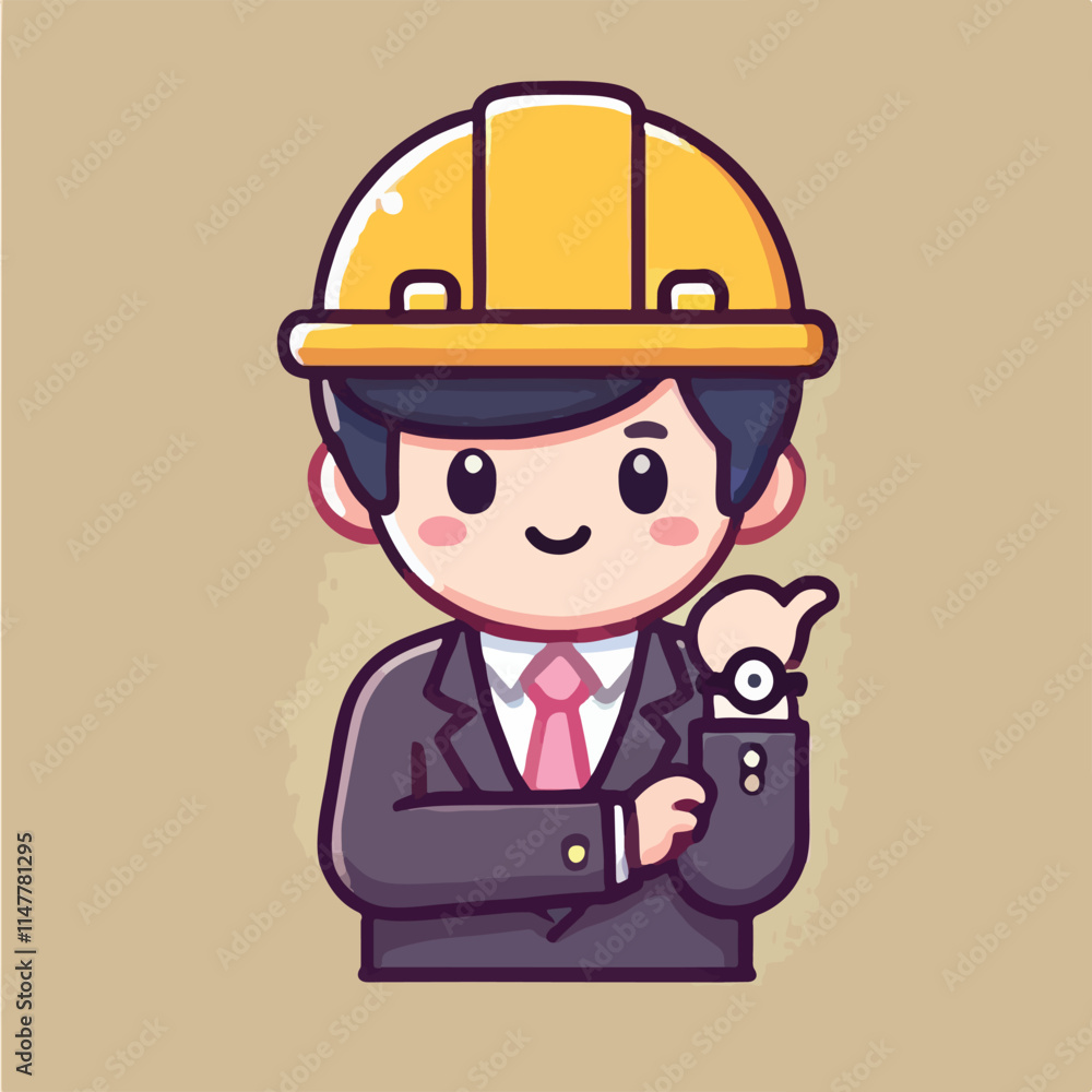 vector of architect character with his work helmet vector of architect character with his work helmet