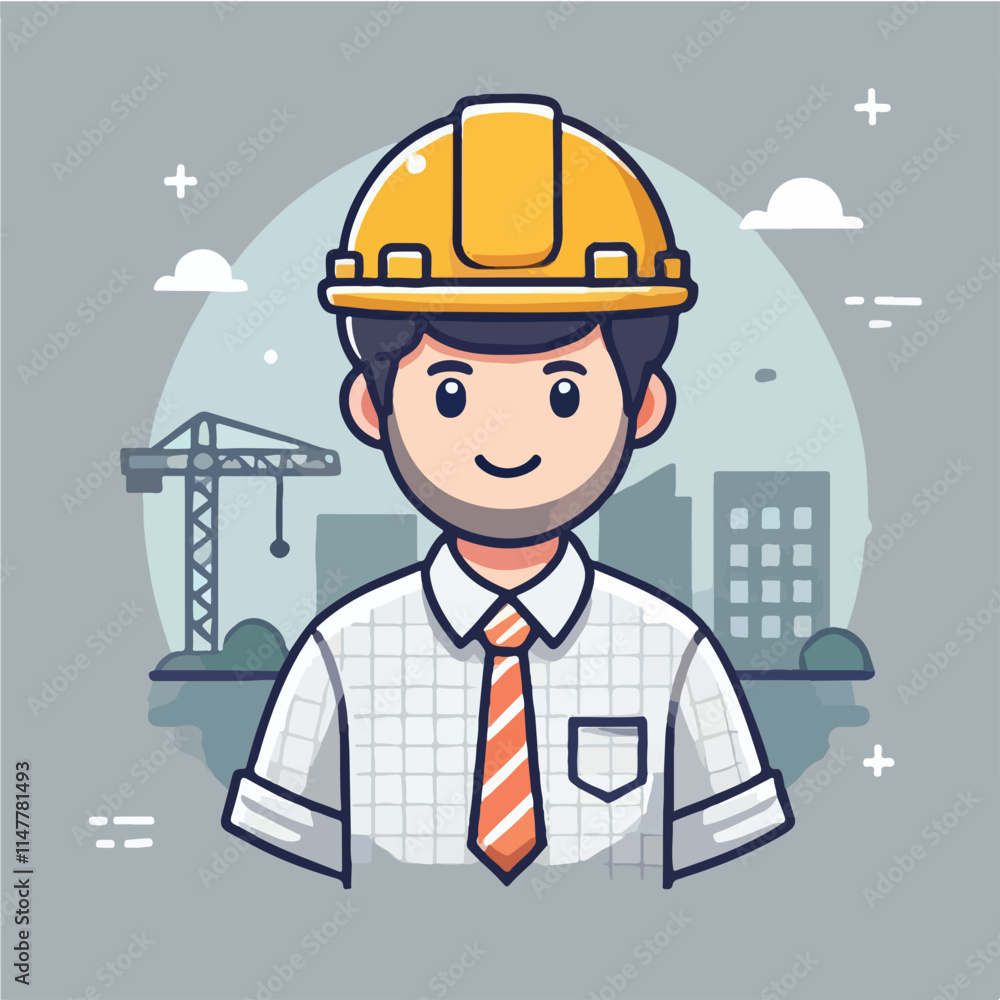 vector of architect character with his work helmet
