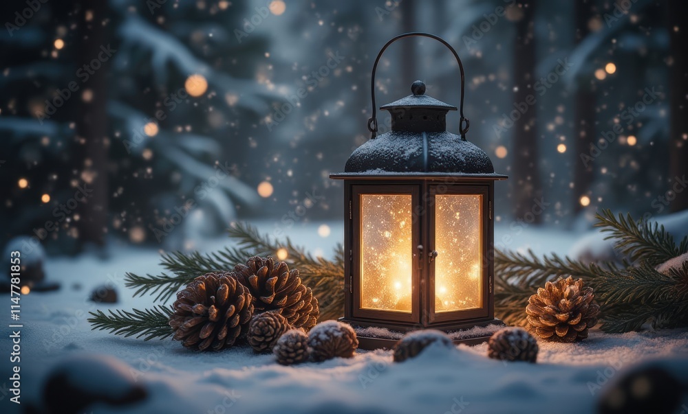Winter lantern in a snowy forest Winter lantern in a snowy forest