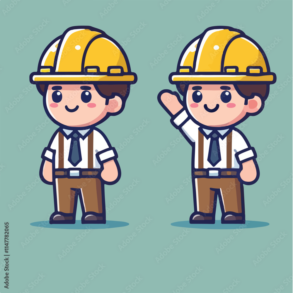 vector of architect character with his work helmet vector of architect character with his work helmet