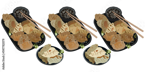 Japanese food vector design gyoza which is similar to Chinese dumpling food eps 4