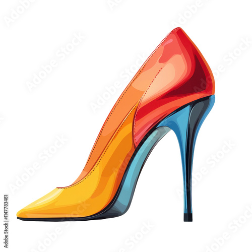 Stylish high heel shoe illustration studio flat design minimalist background eye-level perspective fashion concept for modern aesthetics