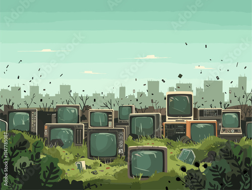 E-Waste Graveyard: A Visual Denunciation of Disposable Technology's Environmental Impact