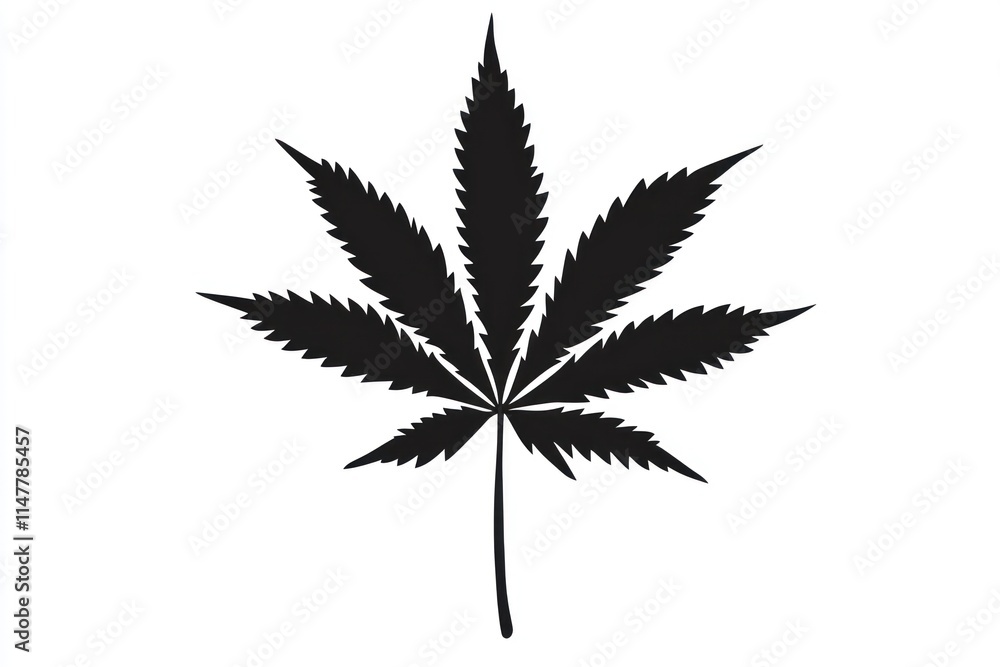 Black and white cannabis leaf illustration. Black and white cannabis leaf illustration.