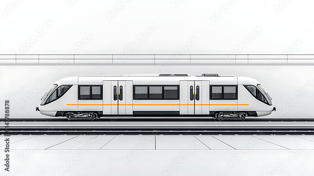 Naklejka premium Train station arrival urban transport digital art minimalistic environment side view modern transit concept