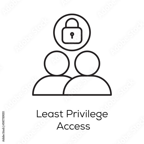 Least Privilege Access Icon – Controlled User Permissions and Restricted Access - Editable stroke width vector line icon