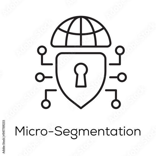 Micro-Segmentation Icon – Isolated Network Security and Access Control- Editable stroke width vector line icon